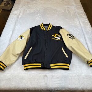 Colosseum Missouri‎ Tigers Varsity Jacket Wool Leather Mens Large Black Yellow L